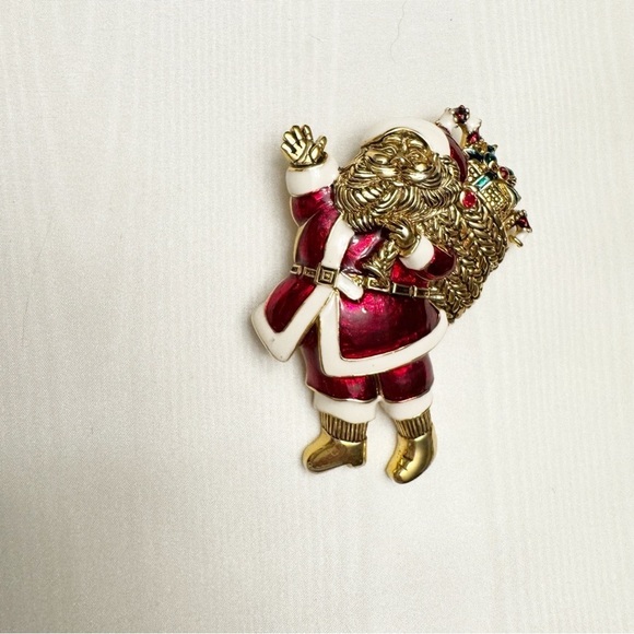 Christmas Santa High-End Enamel Vintage Figural Pin Brooch - Picture 3 of 12